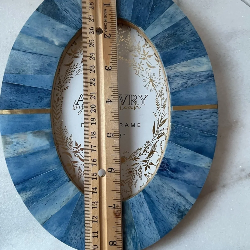 Oval 4x6 Picture Photo Frame - Carved Bone Blue gold